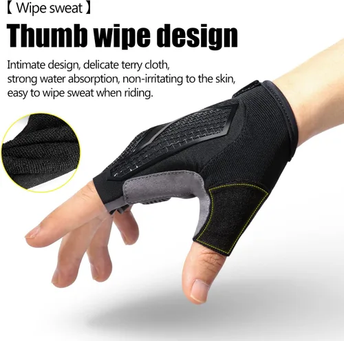 Vista 5 de Kyncilor Guantes de ciclismo para hombres y mujeres transpirables de medio dedo guantes de bicicleta de montaña amortiguadores de golpes