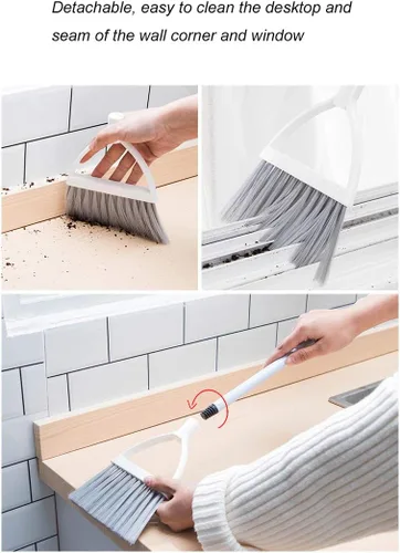 Vista 6 de Mini escoba y recogedor, barrido de cocina casera para niños (blanco + azul)