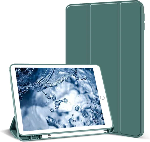 Vista 11 de Aoub Funda para iPad de 9ª/8ª/7ª generación de 10.2 pulgadas, apagado automático/activación delgada, ligera, triple soporte, funda trasera de TPU