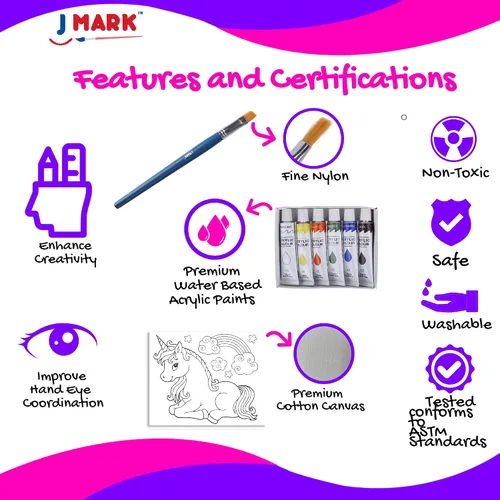 Vista 4 de J MARK Juego de pintura para niños, juego de pintura acrílica todo incluido para niños, suministros de pintura seguros
