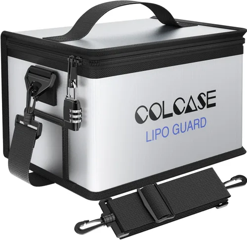 Vista 8 de Bolsa de seguridad ignífuga antiexplosión Colcase para batería Lipo, almacenamiento y carga, gran espacio, altamente resistente, bolsa doble cierre