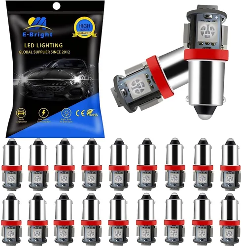 Vista 10 de Bombillas de luz LED EverBrightt BA9S 194 168 W5W SMD, lámpara para puerta lateral, baliza de coche, CC 12 V, 5SMD-Azul Bule