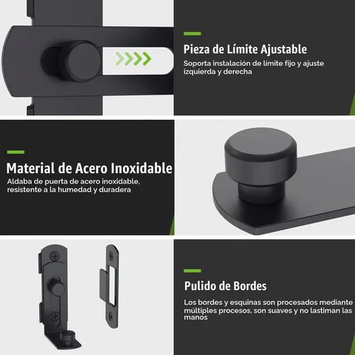 Vista 4 de Cerradura de puerta de granero, cierre de puerta plegable de 90 Negro