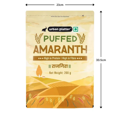 Vista 6 de Urban Platter Amaranto hinchado (Rajgira) 7.05 onzas (7.05 oz) Grano de superalimento sin gluten Alto en proteínas y fibra Bocadillo ligero