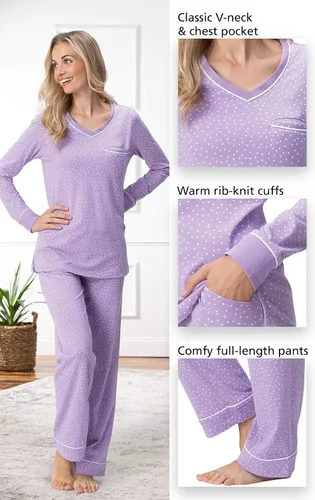 Vista 26 de PajamaGram Pijamas para mujer - Conjuntos de pijamas para mujer, camiseta sin botones, 100% algodón