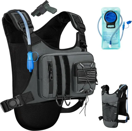 Vista 11 de Outdoor Hydration Vest for Running & Hiking, Lightweight Breathable Water Backpack with 2.0L Bladder, Bounce-Free Chest Pack for Marathon, Cycling