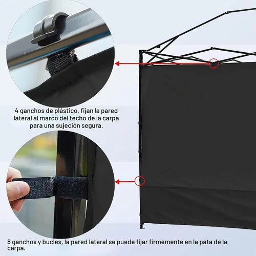 Vista 3 de Canopy Sunwall - Tienda de campaña para kioscos de pared lateral de 10 x 10
