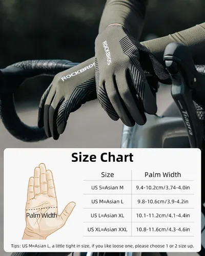 Vista 7 de ROCKBROS Guantes de ciclismo Guantes antideslizantes de dedo completo para ciclismo de carretera MTB para montar, correr, senderismo, deportes al