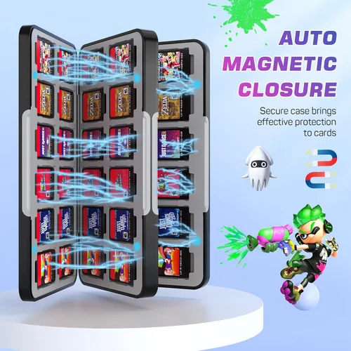 Vista 3 de MoKo Funda para 48 tarjetas de juego compatible con Nintendo Switch y Switch OLED, funda para juegos Switch Lite con 48 tarjetas de juego y 24