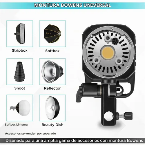 Vista 5 de Flashpoint XPLOR 400 PRO TTL - Luz estroboscópica HSS con batería de iones de litio con R2 integrado de 2.4 GHz, monolight inalámbrico Bowens Mount