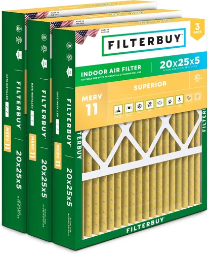 Vista 11 de Filterbuy Filtro de aire MERV 11 de 10 x 17 x 2 pulgadas para defensa de mascotas y alergias (paquete de 3), filtros exteriores plisados