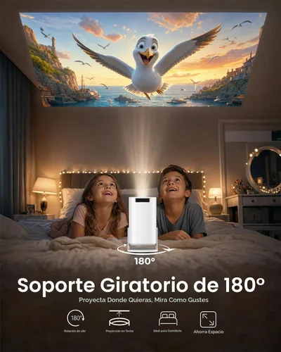 Vista 6 de Mini proyector portátil con WiFi Bluetooth, aplicaciones Android 14