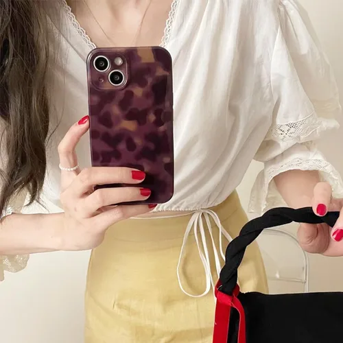 Vista 7 de Bonita funda de teléfono para iPhone 11, estampado de leopardo y guepardo Amber Tortoiseshell Pattern,Full Camera Protective,Slim Shockproof