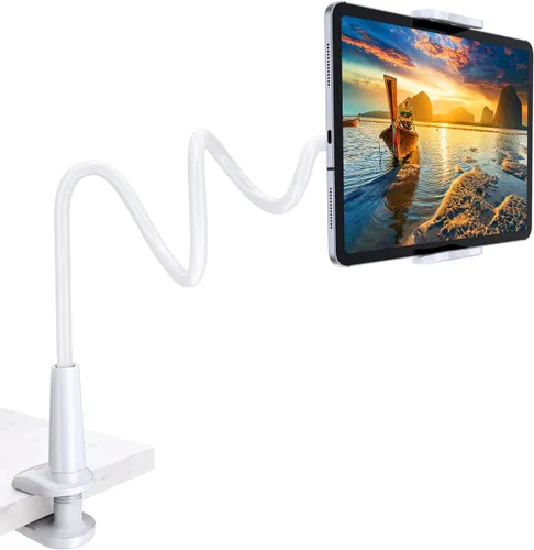 Vista 7 de Tryone Soporte para tablet de cuello de cisne para cama, ajustable, flexible, soporte para tabletas, abrazadera en la mesa, compatible con iPad Air