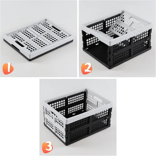 Vista 3 de Readsky Paquete de 4 cajas de almacenamiento plegables de 16 litros, cajas de plástico plegables, cesta organizadora apilable ventilada