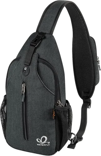 Vista 115 de Waterfly - Mochila cruzada tipo bandolera para viajes y caminatas, bolsa de pecho, Gris, talla única