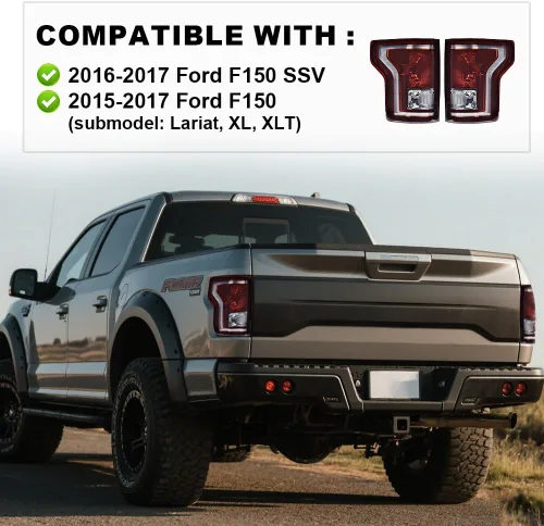 Vista 2 de GRAND ORANGE Conjunto de luces traseras compatibles con Ford F150 2015 2016 2017 Luces traseras laterales izquierda y derecha luces traseras luces
