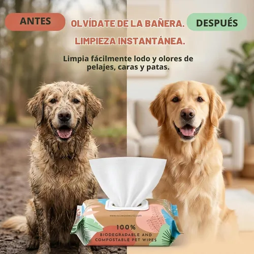 Vista 6 de Eco Wave - Toallitas de aseo para perros y gatos, sin perfume