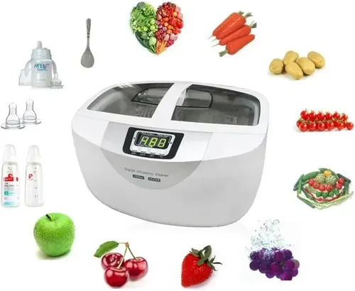 Vista 2 de Limpiador ultrasónico de 2.5L, cestas de limpiador digital ultrasónico, limpiador ultrasónico de retención de 40 kH, sistema de sincronización