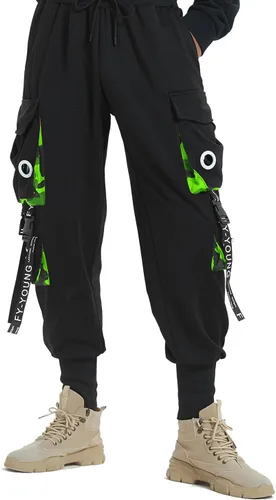 Vista 7 de Hello MrLin Pantalones deportivos para hombre, estilo punk, cargo, holgados, para hip hop, pantalones de harén, pantalones tácticos para atletismo
