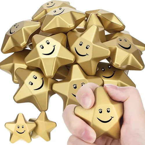 Vista 8 de DEEKIN 72 Piezas Pelotas Antiestrés en Forma de Estrella de 1.6 Pulgadas, Mini Pelotas de Espuma Juguetes Antiestrés para Adolescentes, Adultos