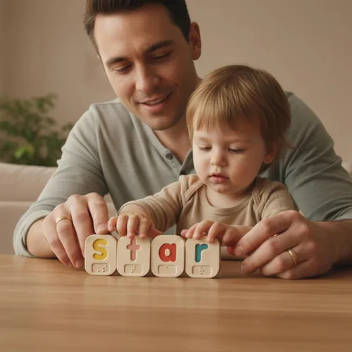 Vista 8 de PlanToys Braille Alphabet A-Z Braille-Reading Alphabet Learning Toys - 26 azulejos de madera trazables fabricados de forma sostenible con letras