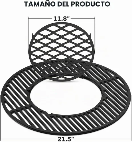 Vista 4 de Skyflame Charkettle - Rejilla de hierro fundido 2 en 1 de 21.5 pulgadas de repuesto para parrilla, sistema de barbacoa gourmet, compatible