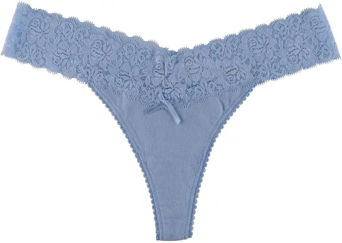 Vista 6 de UWOCEKA - Tangas de algodón para mujer variedad de tangas de encaje 10 unidades de bragas Tanga