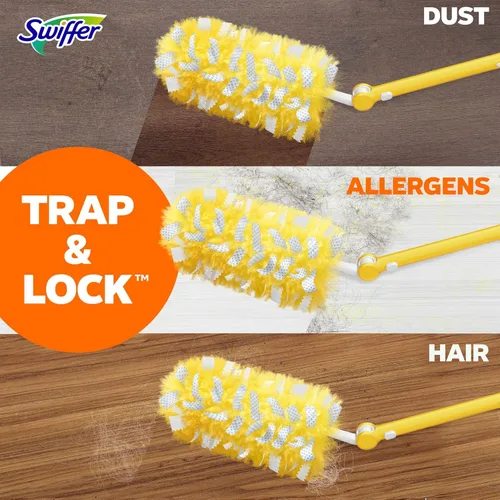 Vista 9 de Kit de Limpieza Swiffer Duster Heavy Duty, Suministros de Limpieza, Mango Extendido de 3 pies, 1 Plumero, 12 Repuestos