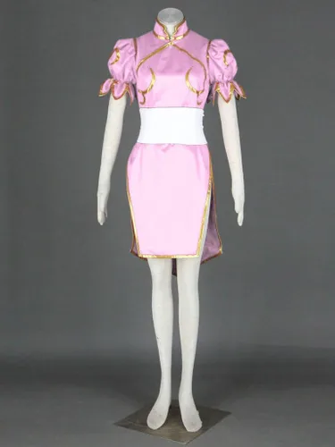 Vista 6 de YOUYICOS Talla de EE. UU. Rosa Cheongsam Chun Li Cosplay Disfraces Traje de mujer