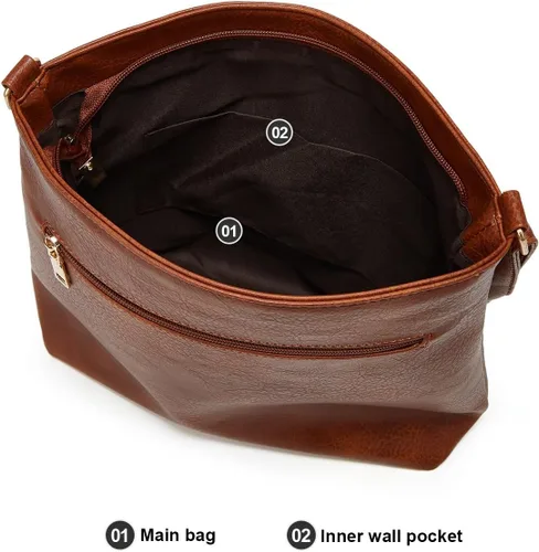 Vista 6 de ASBEFORE Bolso cruzado de cuero para mujer, bolso cruzado de moda
