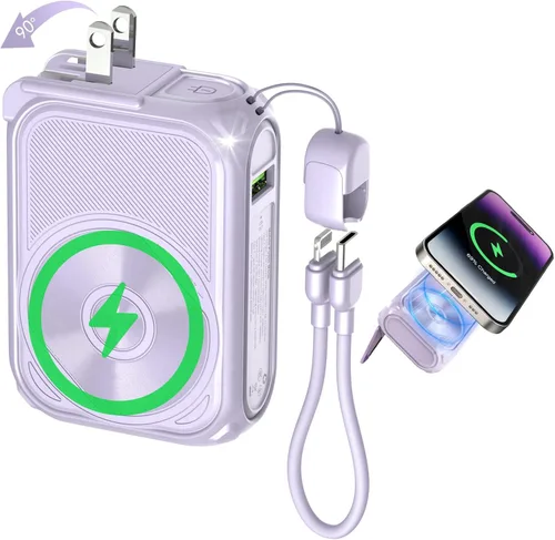 Vista 9 de SEANCHEER Cargador portátil P05, banco de energía magnético, pequeño banco de energía inalámbrico, paquete de batería de 10000 mAh esenciales