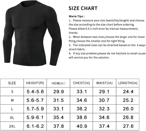 Vista 6 de EARGFM Camisetas deportivas de compresión de manga larga para hombre, para correr, entrenamiento, capa base elástica, camisetas deportivas frescas