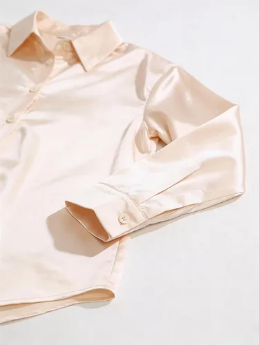 Vista 5 de Blusa elegante de manga larga con botones para mujer, casual, para el trabajo, la oficina