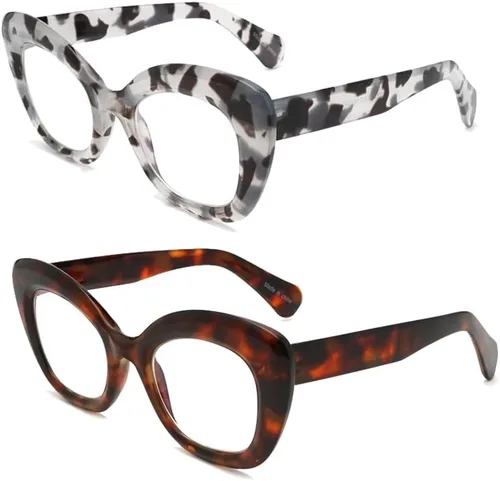 Vista 8 de Gafas de lectura de ojo de gato de gran tamaño para mujer, lentes de bloqueo de luz azul para computadora, estilo retro negro
