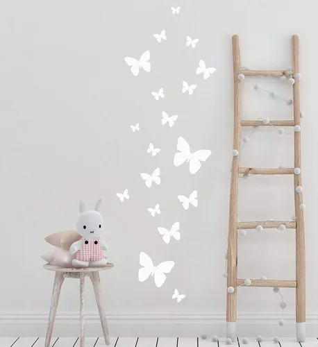 Vista 22 de Calcomanías de pared de mariposa negra, decoración de dormitorio de niñas, decoración de dormitorio para niños, guardería de bebé, adolescentes Negro