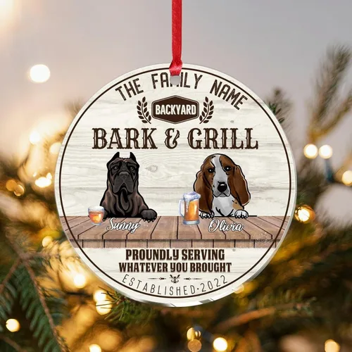 Vista 22 de SILYHEART Presa Canario & Welsh Hound Christmas Acrylic Ornaments Pet Dog Ceramic Christmas Keepsake Family Dog Name Funny Craft Hanging Ornaments
