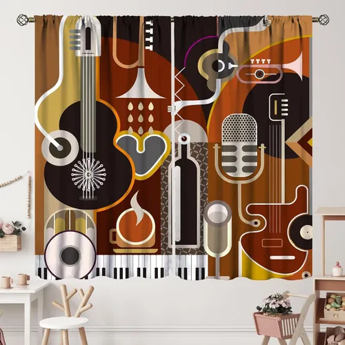 Vista 49 de Cortinas de jazz para mujer americana, estilo grunge, estilo grunge, con bolsillo para barra, para dormitorio, sala de estar, decoración