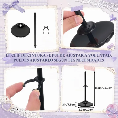 Vista 2 de 100 soportes acrílicos para muñecas, soporte para figuras de acción, color Negro