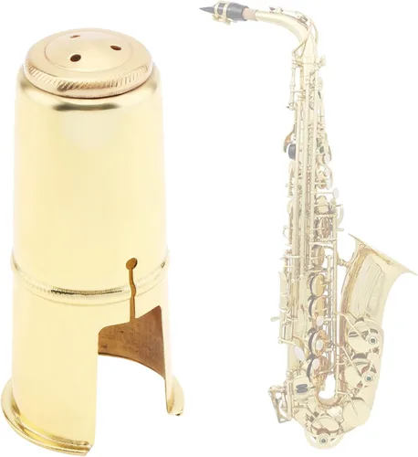 Vista 6 de Tapa protectora para boquilla de saxofón alto, tapa de boquilla de saxofón alto de viento de madera (dorado)