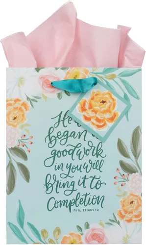 Vista 39 de Christian Art Gifts Bolsa de Regalo Retrato con Etiqueta y Juego de Papel de Seda para Mujeres: Quédate Quieta y Conoce - Salmo 46:10 Versículo