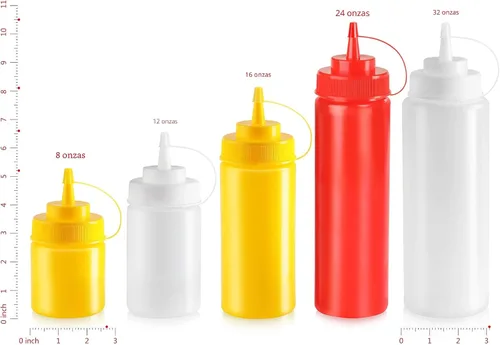 Vista 3 de New Star Foodservice Botella transparente para apretar de 24 onzas, boca ancha, paquete de 6