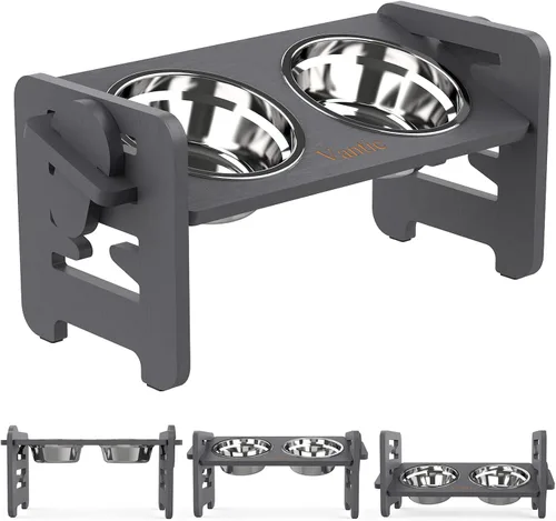 Vista 14 de Vantic Cuencos elevados para perros, soporte elevado ajustable para perros Bambú