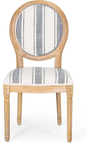 Vista 5 de Christopher Knight Home - Juego de sillas para comedor, modelo Phinnaeus, juego de 4, madera, rayas azul oscuro + beige claro + natural