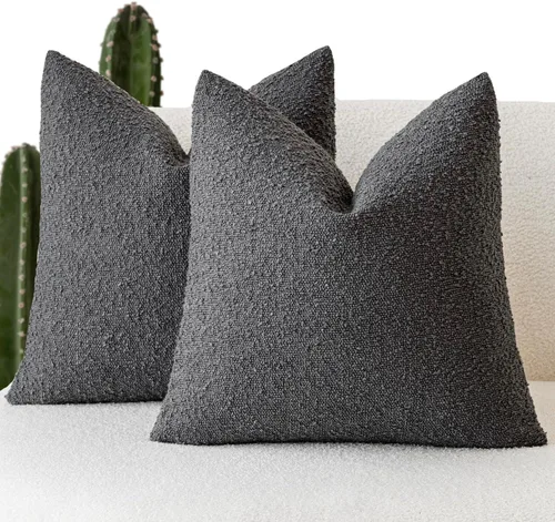 Vista 57 de Foindtower - Juego de 2 fundas decorativas de textura de bucle, fundas de almohada acentuadas, fundas de cojín sólidas, neutrales, para sofá, silla