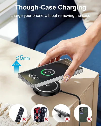 Vista 4 de Cargador inalámbrico 2 en 1 para Samsung Galaxy Watch Ultra/8/8 Classic/7/6/5/5 Pro/Fe/4/3, base de carga magnética de reloj + almohadilla de carga