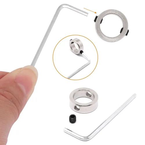 Vista 4 de Collar de tope de broca de 1/2 pulgada, 8 piezas de collar de tope de taladro, localizador de anillos para carpintería con llave