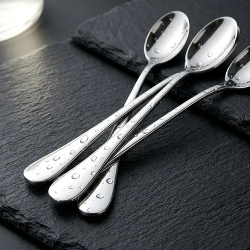 Vista 6 de Long Handle Iced Tea Spoons, 7.9" 18/10 Stainless Steel Cocktail Stirring Spoons with Thickened Ergonomic Handle, Tall Coffee & Latte Stirrers