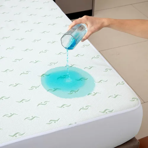Vista 6 de Protector de colchón impermeable jacquard de bambú de alta calidad, 100% impermeable, ultrasuave y transpirable, funda de cama de enfriamiento sin