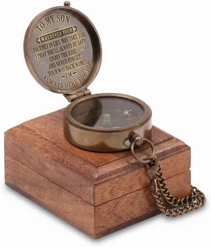 Vista 11 de Compass Gift for Mom/Dad, Vintage Engraved Pocket Compass Customized Gifts for Women/Men, Boy, Girl, Son, Daughter, Grandson & Granddaughter